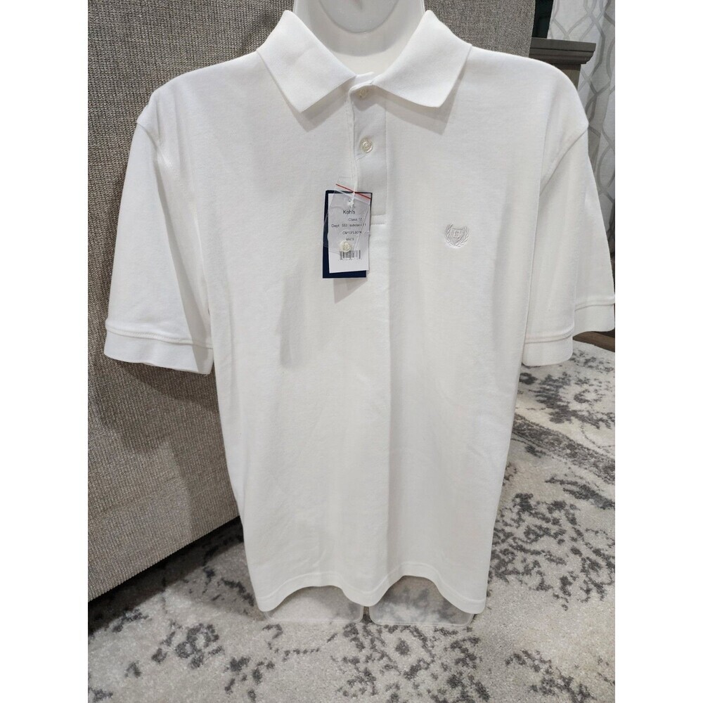 NEW Chaps Mens Polo Stretch White Short Sleeve Button Neck Collar Shirt Size S